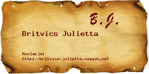 Britvics Julietta névjegykártya